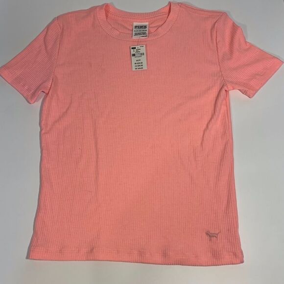 VS PINK Perfect Crew Tee Size XS Melon - Picture 1 of 4